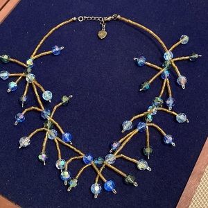 DOL amazing blue faceted beaded branch style necklace